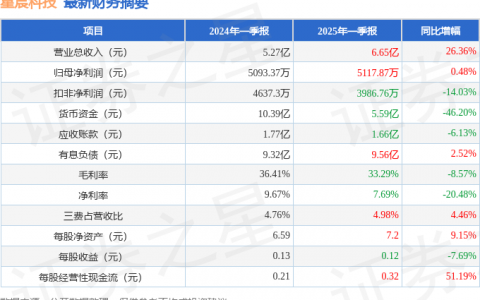 星宸科技（301536）2025年一季报简析：营收净利润同比双双增长