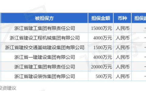 浙江建投披露6笔对外担保，被担保公司5家