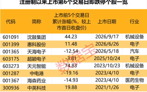 罕见，上市第6日跌停，原因揭秘！潜力低估值次新股出炉，仅10只