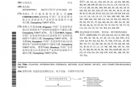 中兴通讯获得国际专利授权：“信道信息反馈的方法、电子设备、计算机可读介质”