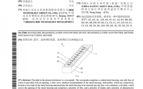 京东方Ａ公布国际专利申请：“波导、波束调控装置、波束调控方法和制造方法”