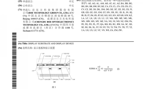 京东方Ａ公布国际专利申请：“显示基板和显示装置”