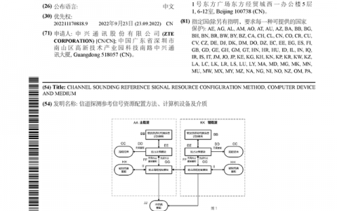 中兴通讯公布国际专利申请：“信道探测参考信号资源配置方法、计算机设备及介质”