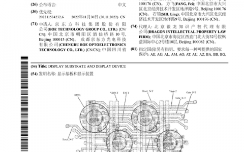 京东方Ａ公布国际专利申请：“显示基板和显示装置”
