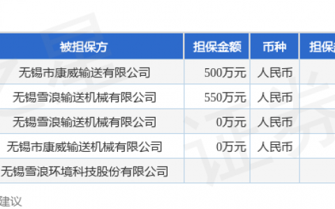 雪浪环境披露5笔对外担保，被担保公司达4家