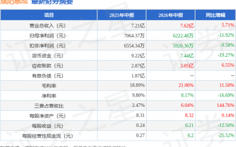 濮阳惠成（300481）2026年中报简析：增收不增利，公司应收账款体量较大